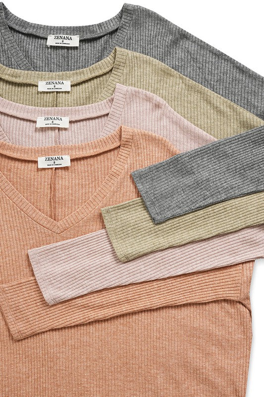 ASH MAUVE HEATHER RIBBED SWEATER