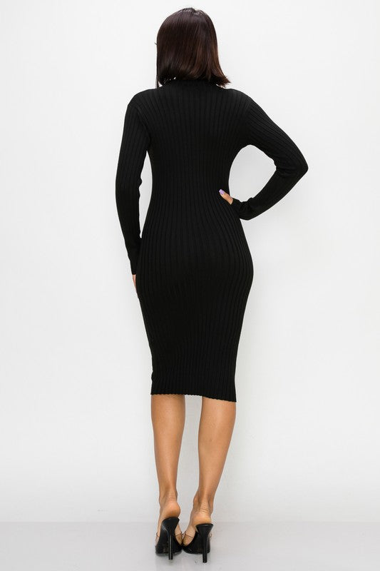 MOCK NECK MIDI DRESS