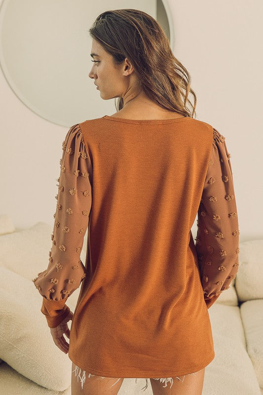SWISS DOT PUFF SLEEVES TOP