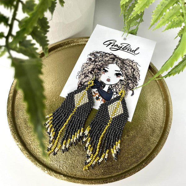 STRIPE FRINGE BOHO EARRINGS