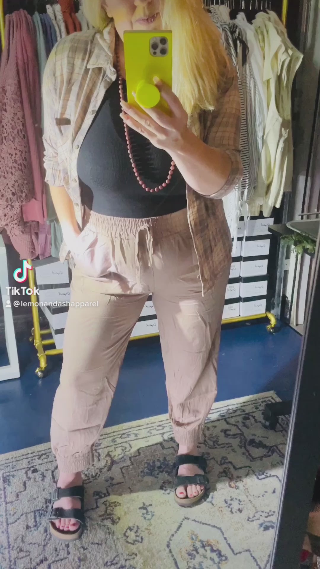 Load and play video in Gallery viewer, MOCHA ELASTIC WAIST JOGGERS
