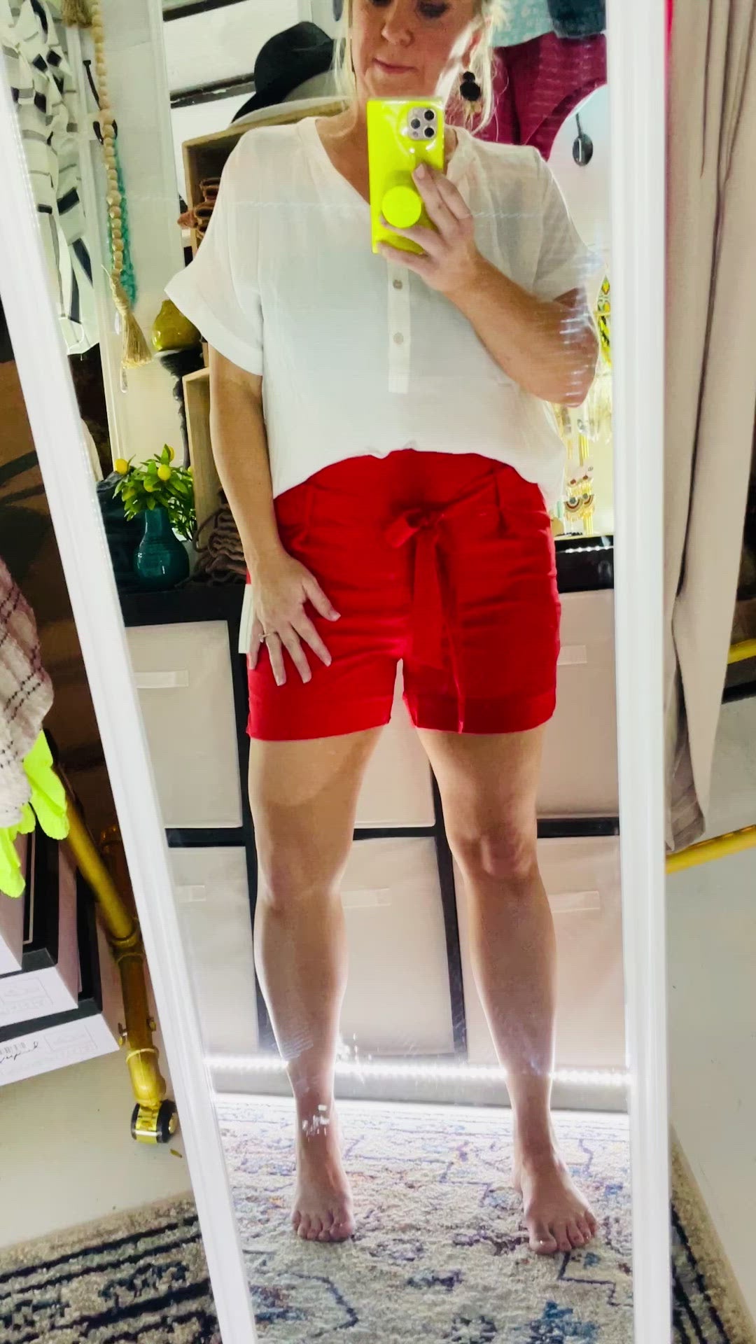 Load and play video in Gallery viewer, RED FRONT TIE SHORTS
