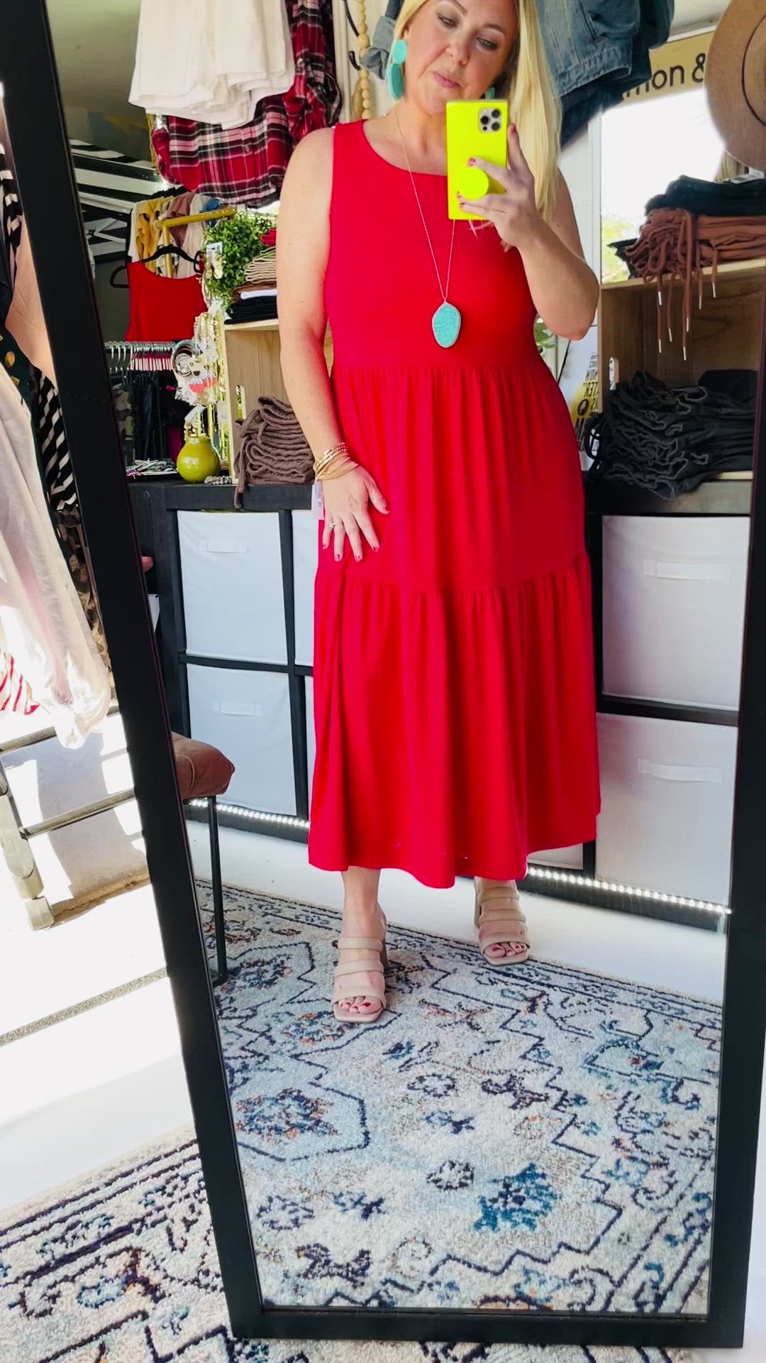 Load and play video in Gallery viewer, RED TIERED MAXI DRESS
