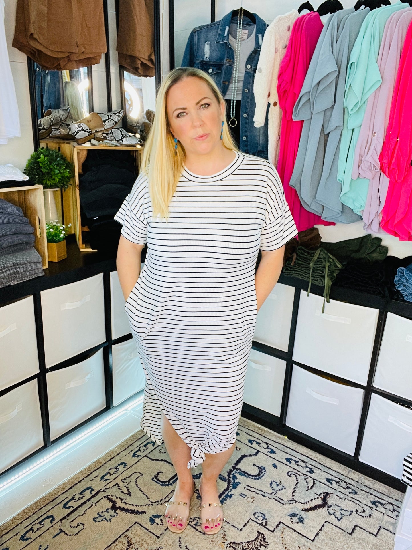 RIBBED POCKET DRESS